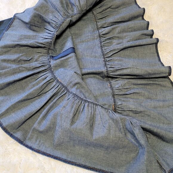 Vintage 60s/70s era Genuine French Vintage Denim Ruffle Dress Size Small - Picture 10 of 12